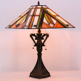 16 inch Tiffany Table Lamp Mission Style Stained Glass Desk Reading Light