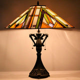 16 inch Tiffany Table Lamp Mission Style Stained Glass Desk Reading Light