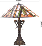 16 inch Tiffany Table Lamp Mission Style Stained Glass Desk Reading Light