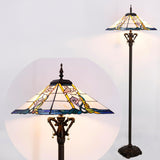 16 inch Tiffany Floor Lamp Mission Style Stained Glass Standing Reading Light