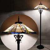 16 inch Tiffany Floor Lamp Mission Style Stained Glass Standing Reading Light