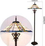 16 inch Tiffany Floor Lamp Mission Style Stained Glass Standing Reading Light