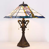 Tiffany Table Lamp Mission Style Stained Glass Desk Reading Light 16X16X24 Inch (Pink Flower)