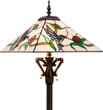 16 inch Tiffany Floor Lamp Square Mission Style Amber Hummingbird Reading Light