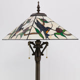 16 inch Tiffany Floor Lamp Square Mission Style Amber Hummingbird Reading Light