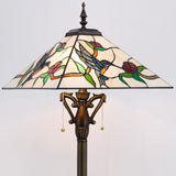 16 inch Tiffany Floor Lamp Square Mission Style Amber Hummingbird Reading Light