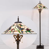 16 inch Tiffany Floor Lamp Square Mission Style Amber Hummingbird Reading Light