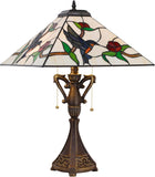 16 inch Mission Tiffany Style Table Lamp Hummingbird Square Reading Light