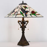 16 inch Mission Tiffany Style Table Lamp Hummingbird Square Reading Light