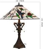 16 inch Mission Tiffany Style Table Lamp Hummingbird Square Reading Light