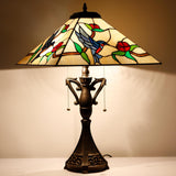 16 inch Mission Tiffany Style Table Lamp Hummingbird Square Reading Light