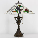 16 inch Mission Tiffany Style Table Lamp Hummingbird Square Reading Light