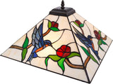 16 inch Mission Tiffany Style Table Lamp Hummingbird Square Reading Light