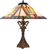 16 inch Tiffany Table Lamp Mission Style Stained Glass Desk Reading Light