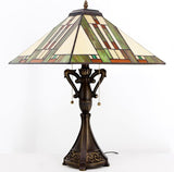 16 inch Tiffany Table Lamp Mission Style Stained Glass Desk Reading Light