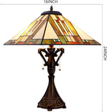 16 inch Tiffany Table Lamp Mission Style Stained Glass Desk Reading Light