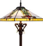 16 inch Tiffany Floor Lamp Square Mission Style Stained Glass Standing Reading Light