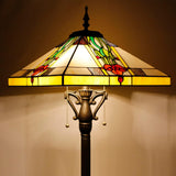 16 inch Tiffany Floor Lamp Square Mission Style Stained Glass Standing Reading Light