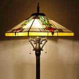 16 inch Tiffany Floor Lamp Square Mission Style Stained Glass Standing Reading Light