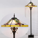 16 inch Tiffany Floor Lamp Square Mission Style Stained Glass Standing Reading Light