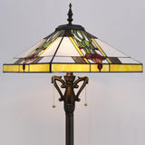 16 inch Tiffany Floor Lamp Square Mission Style Stained Glass Standing Reading Light