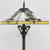 16 inch Tiffany Floor Lamp Square Mission Style Stained Glass Standing Reading Light