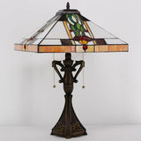 16 inch Tiffany Style Table Lamp Antique Stained Geometric Desk Reading Light