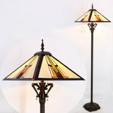 16 inchTiffany Floor Lamp Mission Style Stained Glass Standing Light (Multicolour)