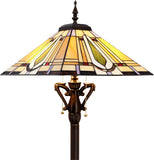 16 Inches Tiffany Floor Lamp Square Mission Style Stained Glass Standing Light