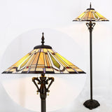 16 Inches Tiffany Floor Lamp Square Mission Style Stained Glass Standing Light