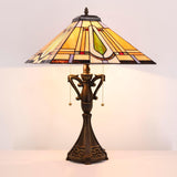 16 Inch Mission Tiffany Style Table Lamp Square Geometric Desk Reading Light