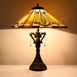 16 Inch Mission Tiffany Style Table Lamp Square Geometric Desk Reading Light