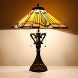 16 Inch Mission Tiffany Style Table Lamp Square Geometric Desk Reading Light