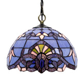 Tiffany Hanging Lamp Werfactory® 12 Inch Pendant Light Fixture Blue Purple Baroque Stained Glass