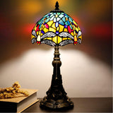 Werfactory® Small Tiffany Lamp Yellow Dragonfly Style Stained Glass Table Lamp