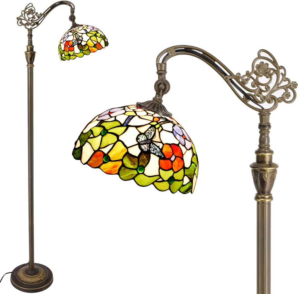 Werfactory® Tiffany Floor Lamp Stained Glass Butterfly Arched Light 