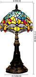 Werfactory® Small Tiffany Lamp Yellow Dragonfly Style Stained Glass Table Lamp