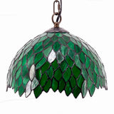 Tiffany Hanging Light Plug in Werfactory® Green Wisteria Stained Glass 12 Inch Hanging Lamp